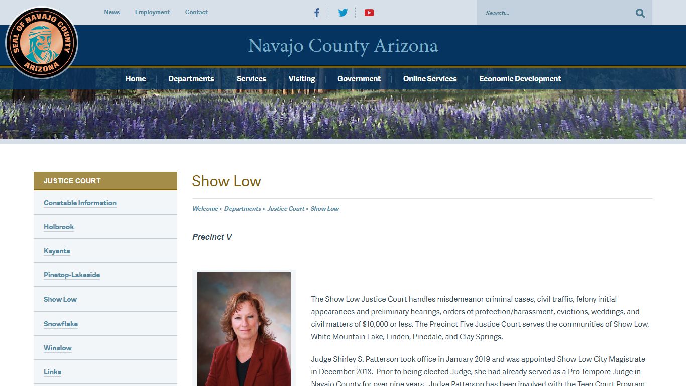 Departments > Justice Court > Show Low - Navajo County, Arizona