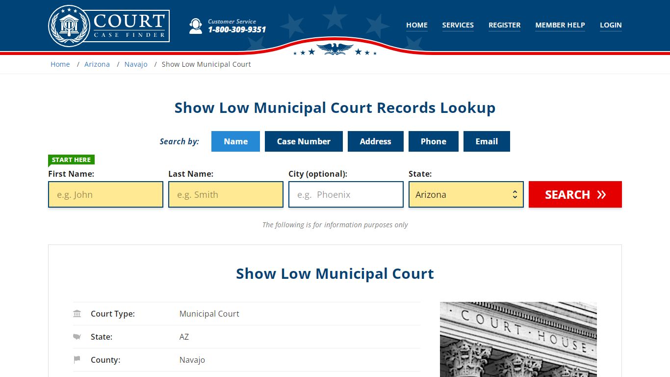 Show Low Municipal Court Records Lookup - CourtCaseFinder.com