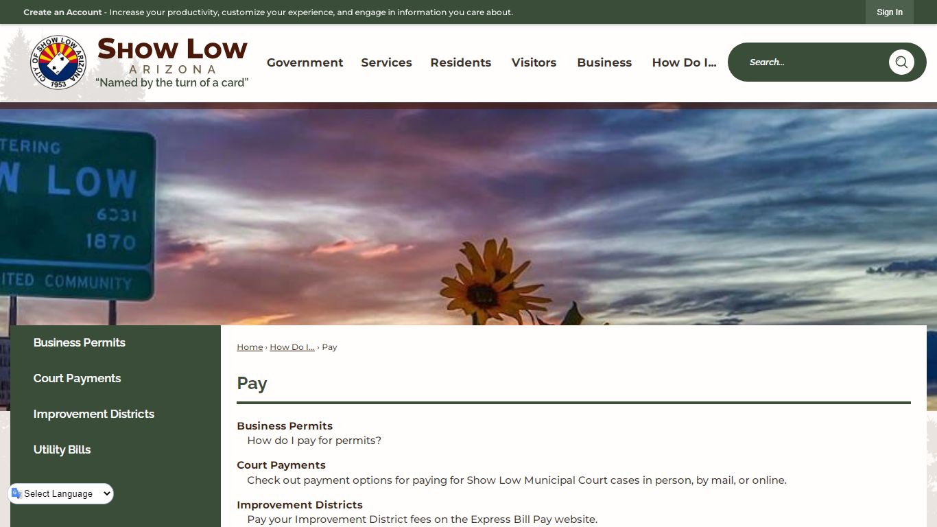 Pay | Show Low, AZ - Official Website